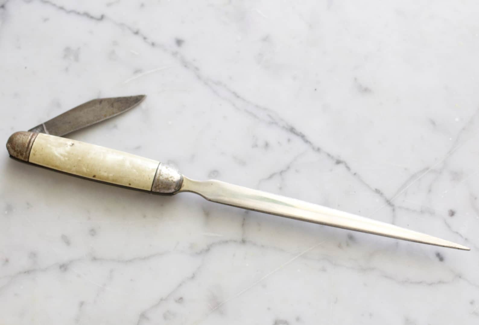 Vintage Mother of Pearl Letter Opener with Hidden Pocket Knife Etsy