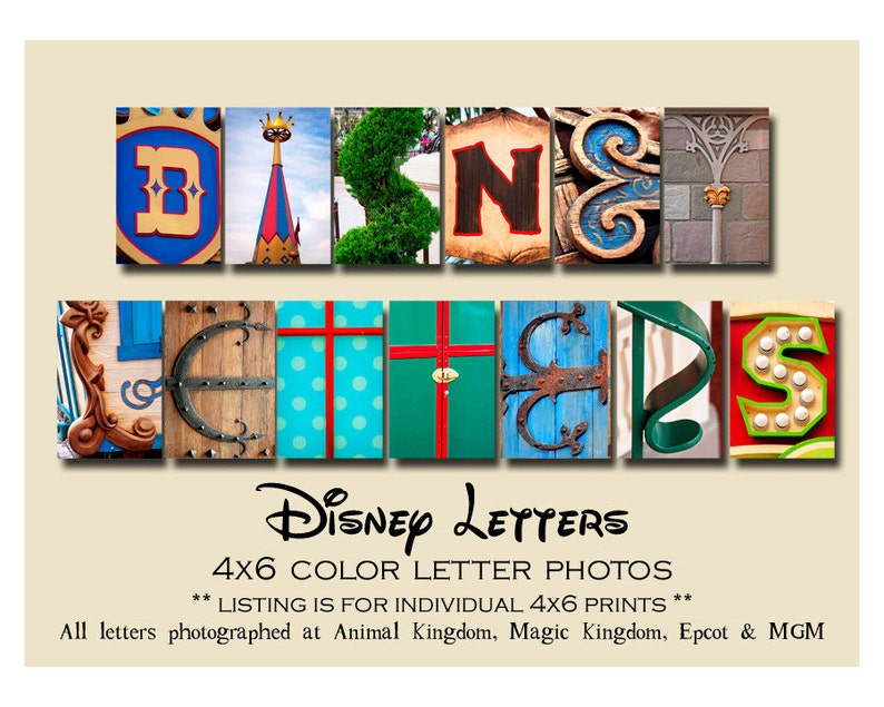 Disney Photo Letter Art Individual 4x6 Color Photos Image 0
