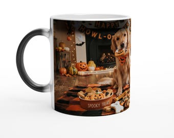 Heat-Changing Halloween Dog Mug, Spooky Puppy Design, 11oz Ceramic Cup
