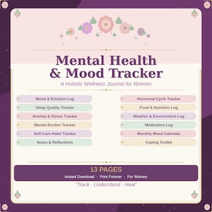 Holistic Mental Health & Mood Tracker Journal for Women (Digital Download)