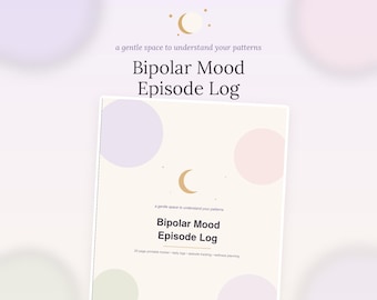 Bipolar Mood Episode Log, Mental Health Journal, Wellness Planner (Digital Download)