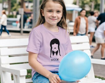 Wednesday Style Halloween Kids T-Shirt, Spooky Season Graphic Tee, Personalized Kids Gift, Soft Heavyweight Crewneck, Gothic Toddler Shirt