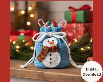Snowman Crochet Treat Bag Pattern | DIY Winter Candy Pouch (Digital Download)