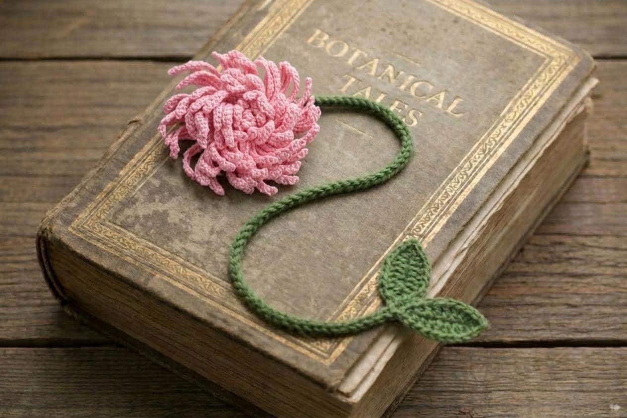 30 Flower Bookmark Crochet Patterns to Add a Handmade Touch to Reading Time 17 Chrysanthemum Flower Bookmark Crochet Pattern
