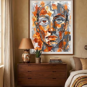 Abstract Expressionist Face Art Print | Modern Portrait Wall Art | Digital Download