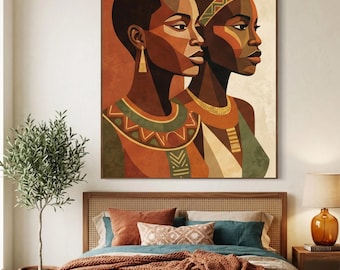 Abstract Geometric African Woman Wall Art (Digital Download)
