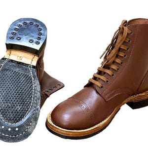 Vintage 1980s men\'s dark khaki brown leather wingtip brogue ankle boots Mens Vintage Brogue Boots - Etsy main image 4
