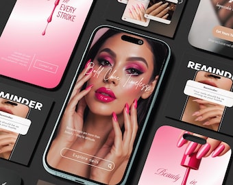 Editable Instagram Templates for Nail Salons | Social Media Canva Templates | Stories, Posts & Reels