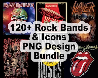 120+ Iconic Rock Band PNG Bundle | Retro Band-Inspired Designs | DTF, Sublimation, T-Shirt Printing
