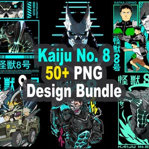 Más de 70 diseños PNG de Kaiju 8 Anime / Diseños PNG de Héroes Monstruosos para camisetas, calcomanías y sublimación / Archivos con fondo transparente