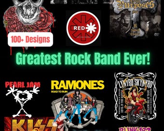 100+ Greatest Rock Band PNG Bundle | DTF, Sublimation, T-Shirt Printing, Digital Download