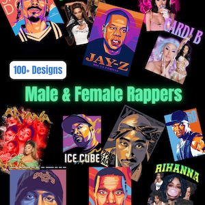 100+ Greatest Rappers PNG Bundle | Male & Female Rap Artists | DTF, Sublimation, T-Shirt Printing