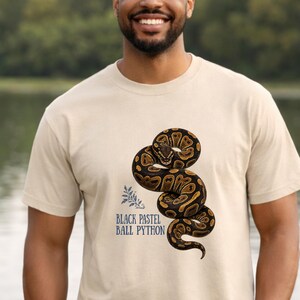 Ball Python Morph Shirt, Cinnamon GHI Black Pastel Super Black Pastel Axanthic Ball Python Tee, Snake Keeper Gift image 2