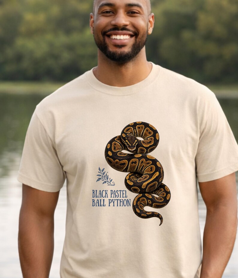 Ball Python Morph Shirt, Cinnamon GHI Black Pastel Super Black Pastel Axanthic Ball Python Tee, Snake Keeper Gift image 2