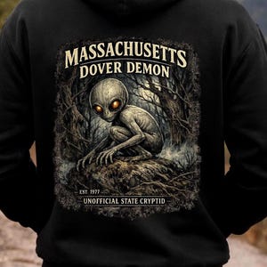 Massachusetts Dover Demon Hoodie | Cryptid Vintage Poster Sweatshirt-Unofficial State Cryptid Series