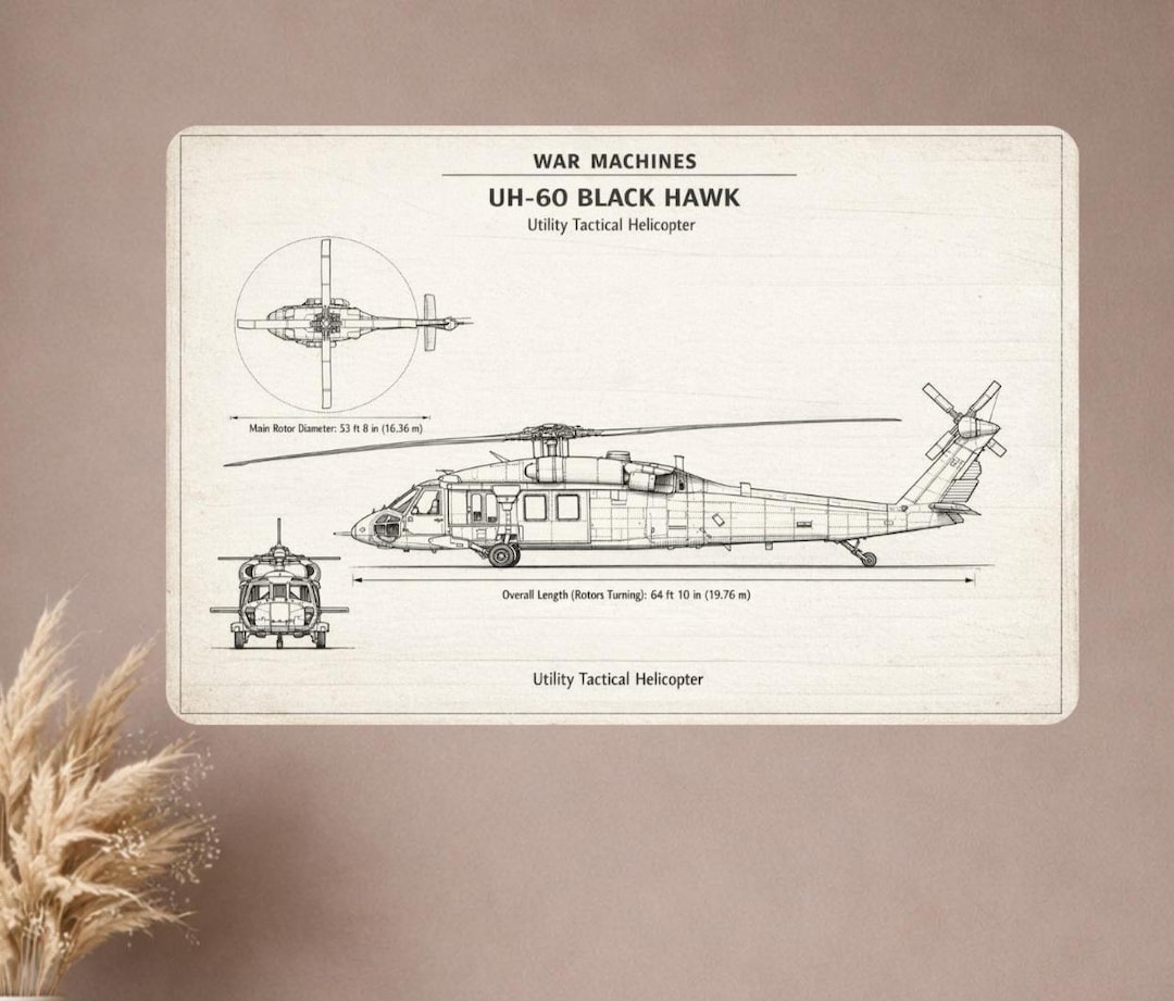 War Machines Series – UH‑60 Black Hawk Military Helicopter Blueprint ...
