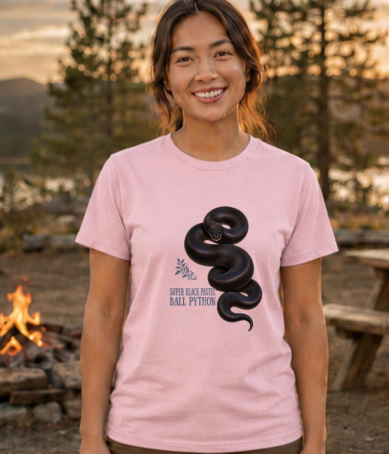 Ball Python Morph Shirt, Cinnamon GHI Black Pastel Super Black Pastel Axanthic Ball Python Tee, Snake Keeper Gift image 3