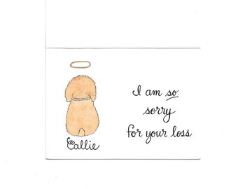 Custom Pet Dog Loss Card/ Name PERSONALIZED for FREE / Animal Sympathy / Any Breed / Watercolor and Gouache / Small Card: 3 1/2" x 4 7/8"