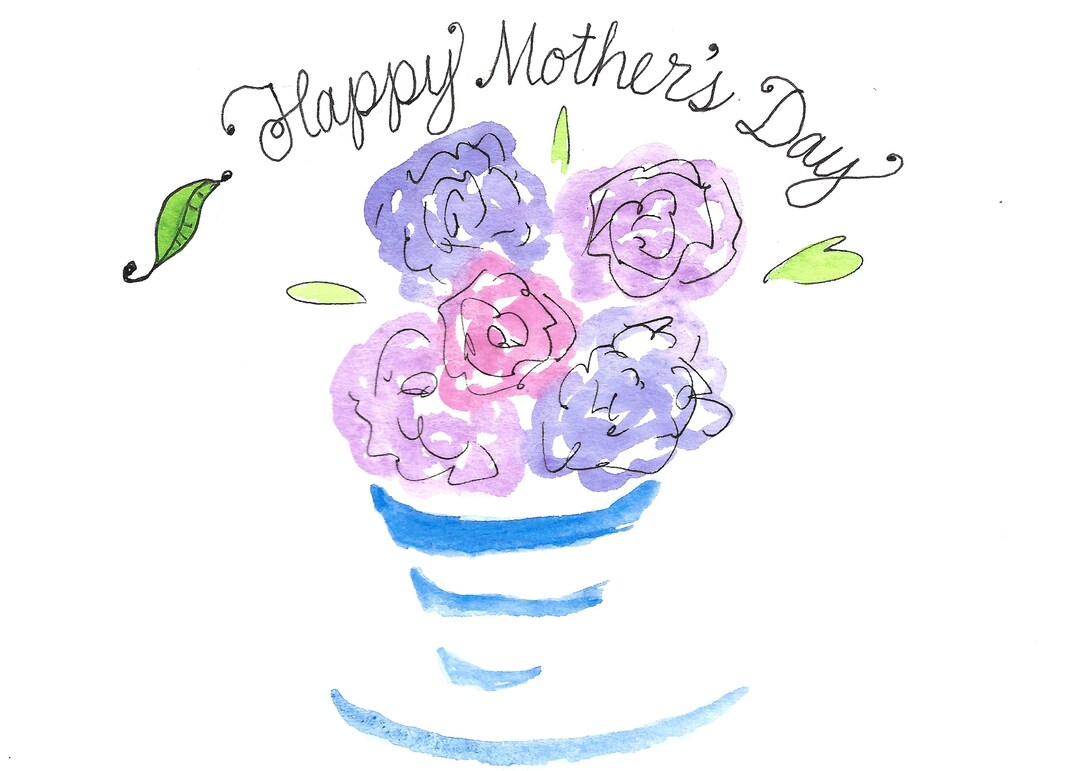 Watercolor Flower Pot Mother's Day Card - Etsy