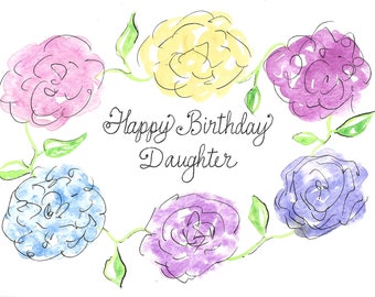 Daughter Birthday Card PERSONALIZED for FREE With Name/Daughter-in-Law/Stepdaughter/ Special Friend/ Flowers Contemporary Floral Card