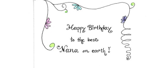 Joyeux Anniversaire Nana Carte Aquarelle Originale Peinte A La Etsy