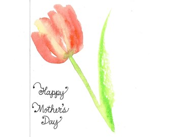 Mother's Day Hand-Painted Tulip Card ANY COLOR    Mom Sister Daughter-in-Law Grandma Niece Aunt Friend Stepmom...    Original Watercolor