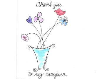 Caregiver Thank You Card Support Person Hospice Helper Driver Meal Maker Care Visitor Stephen Minister Chaplain Nurse Doctor Small Card