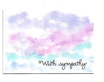 Sympathy Note Cards Set of 5 / Peaceful Hand-Painted Watercolor Cards /   3-1/2" x 5"  /  READY to SHIP
