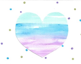 Heart Card / Original Watercolor / Colorful Happy Card / Birthday / Anniversary / Thank You / Valentine / Mom / Wife / Sister / Best Friend