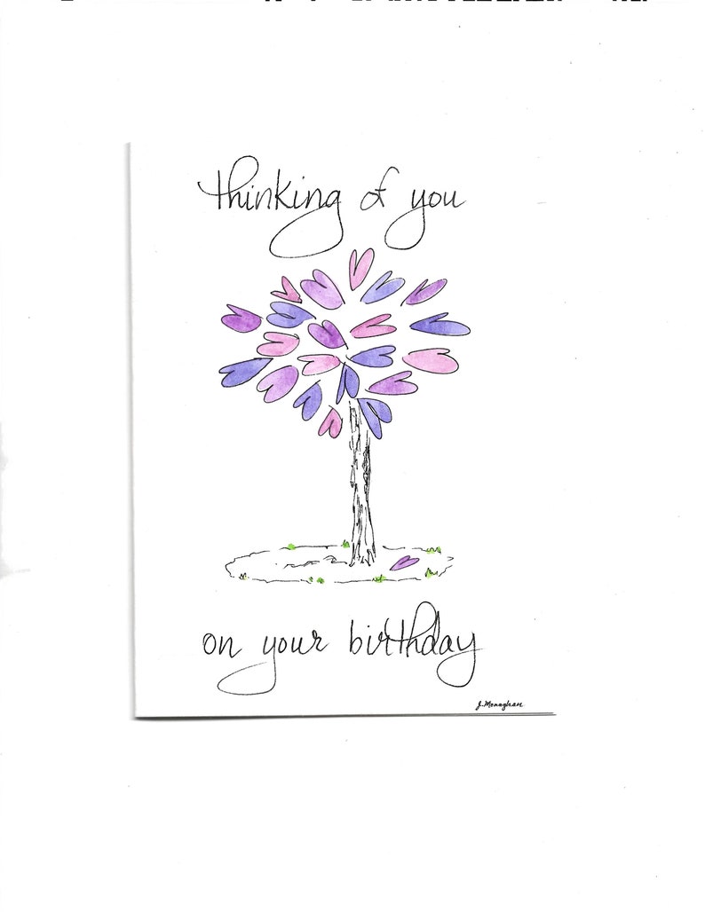 Somber Birthday Card Bereavement Birthday/Grief Loss Depressed Sad Gloomy Difficult Lonely Birthday / Purple or Green Leaves/Insert Optional image 2