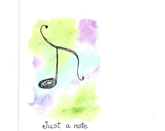 Music Note Cards / Original Watercolor / Musician Student Teacher Gift /Just a Note/ Abstract Greeting Cards/  Holiday Teacher Gift/ A1 Size