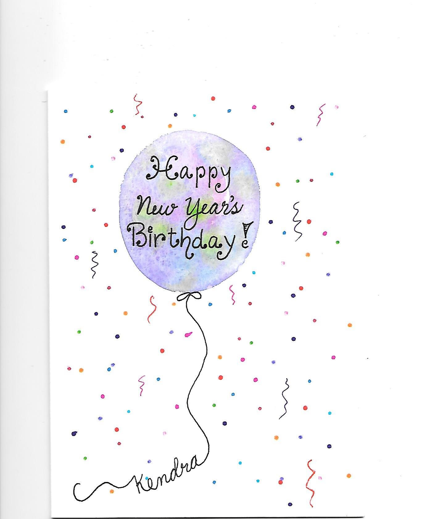 New Year S Birthday Card Personalized For Free With Name Etsy Singapore