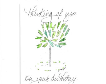 Somber Birthday Card Bereavement Birthday/Grief Loss Depressed Sad Gloomy Difficult Lonely Birthday / Purple or Green Leaves/Insert Optional