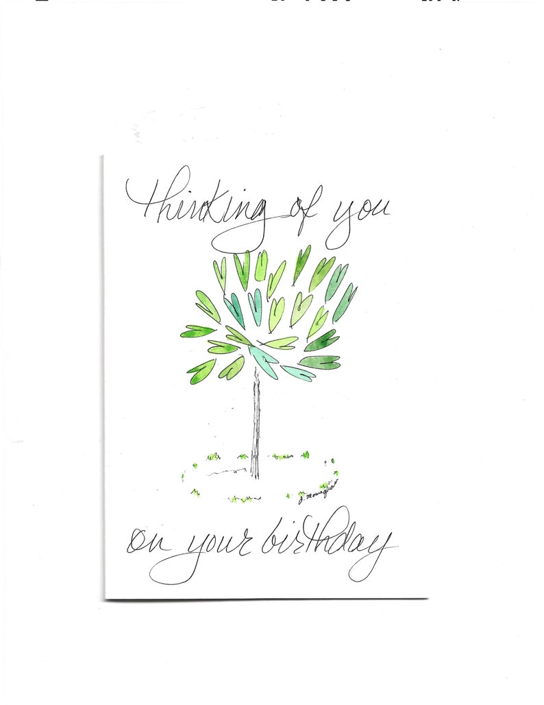 Somber Birthday Card Bereavement Birthday/Grief Loss Depressed Sad Gloomy Difficult Lonely Birthday / Purple or Green Leaves/Insert Optional image 1