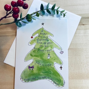 Watercolor Christmas Card / Somber Heartfelt / Condolence Bereavement Difficult Sad Holiday / Print