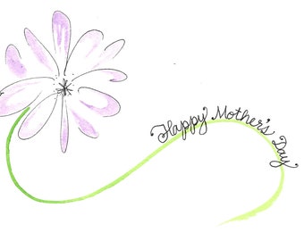 Mother's Day Card PERSONALIZED for FREE Any Color  Stepmother Mom Daughter Friend Grandma Aunt Daughter-in-Law Hand-Painted Watercolor Daisy