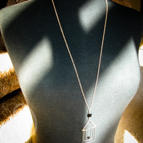 Black shops Onyx Box Necklace Earring Set
