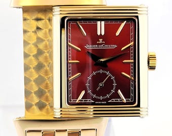 Vintage Jaeger-LeCoultre Reverso Sub Dial Analog Quartz Red Dial Men's Wrist Watch Free Shipping