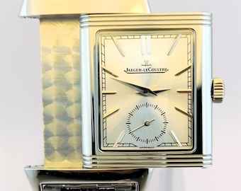 Vintage Jaeger-LeCoultre Reverso Sub Dial Analog Quartz Silver Dial Men's Wrist Watch Free Shipping