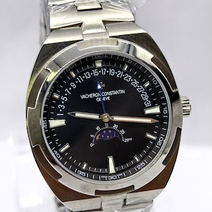Vintage Vacheron Constanin Geneve Moonphase Overseas Automatic Black Dial Men's Wrist Watch Free Shipping