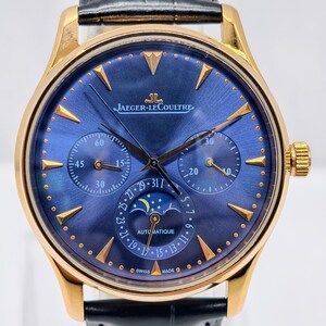 Vintage Jaeger LeCoultre Master Control Blue Dial Automatic Moonphase Men's Wrist Watch Free Shipping