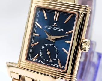 Vintage Super Jaeger LeCoultre Reverse Sub Zifferblatt Quarz Blau Zifferblatt Herren Armbanduhr Kostenloser Versand