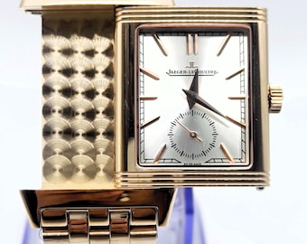 Vintage Excellent Jaeger-LeCoultre Reverso Sub Dial Analog Quartz Silver Dial Men's Wrist Watch Free Shipping