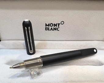 Bolígrafo roller Montblanc M Searies con tapa magnética negra y plateada. Envío gratuito.