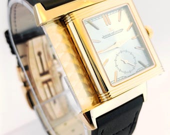 Vintage Jaeger-LeCoultre Reverso Sub Dial Analog Quartz Silver Dial Men's Wrist Watch Free Shipping