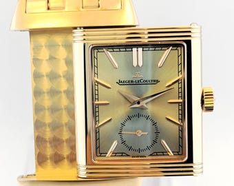 Vintage Jaeger-LeCoultre Reverso Sub Dial Analog Quartz Silver Dial Men's Wrist Watch Free Shipping