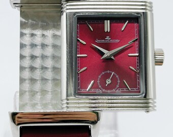 Reloj de pulsera analógico de cuarzo para mujer Jaeger LeCoultre Reverso con subesfera roja, estilo vintage. Envío gratis.