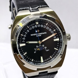 Vintage Vacheron Constanin Geneve Moonphase Overseas Automatic Black Dial Men's Wrist Watch Free Shipping