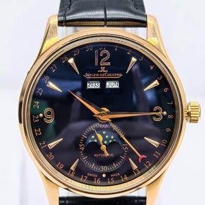 Vintage Jaeger LeCoultre Master Control Black Dial Automatic Moonphase Men's Wrist Watch Free Shipping