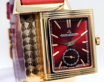 Reloj de pulsera vintage de lujo Jaeger-LeCoultre Reverso con subesfera analógica de cuarzo y esfera roja para hombre, envío gratuito.